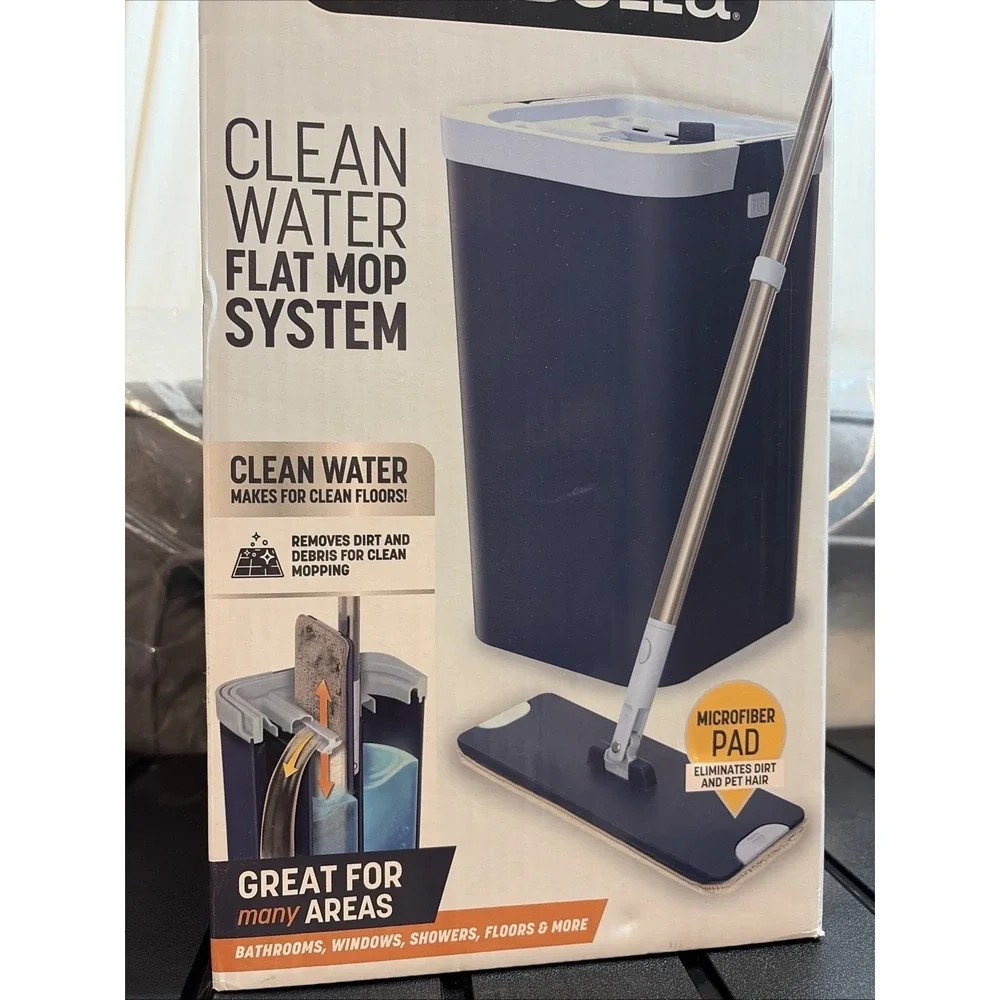 Casabella Clean Water Flat Mop Bucket System- Microfiber Mop All In 1- BRAND NEW